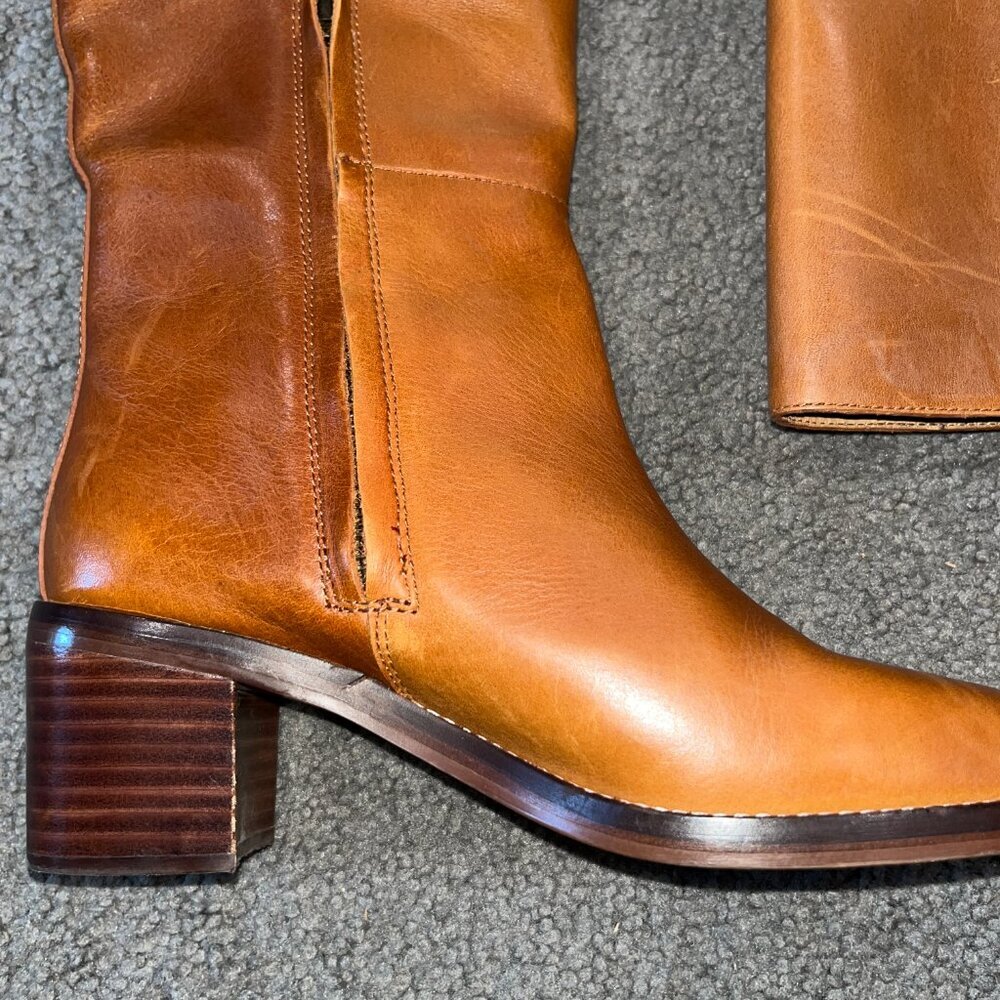Tan Leather Knee-High Boots - Picture 10 of 12